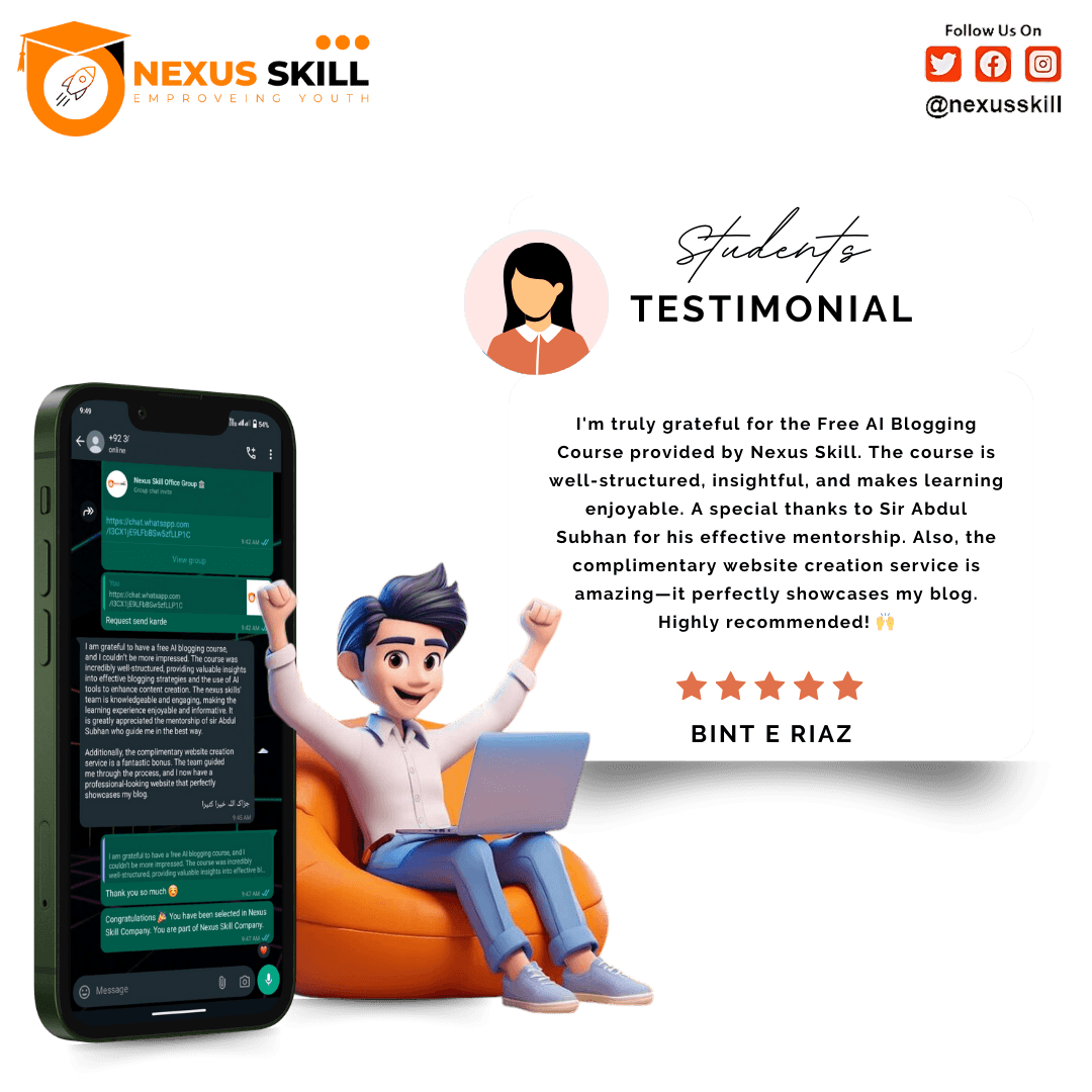 Student success story after Nexus Skill web development course